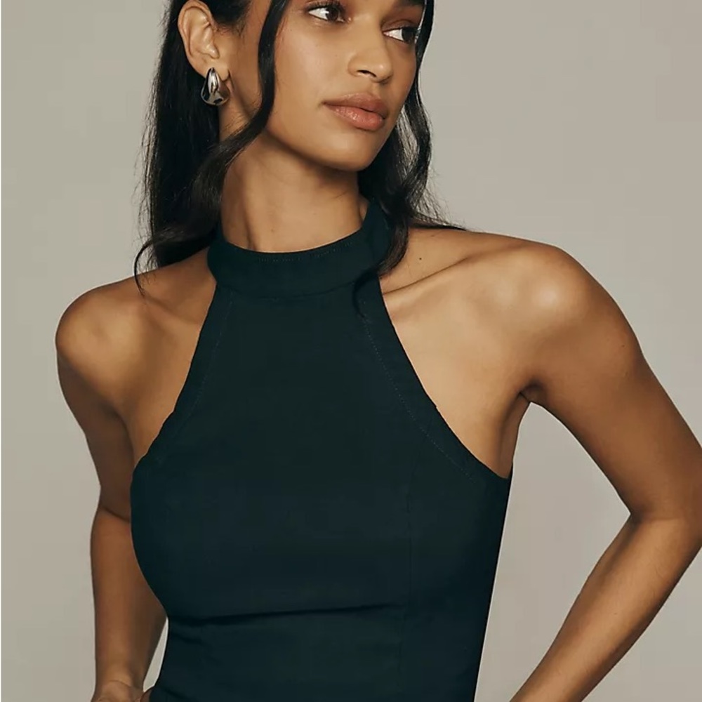 Black High Neck Halter Top